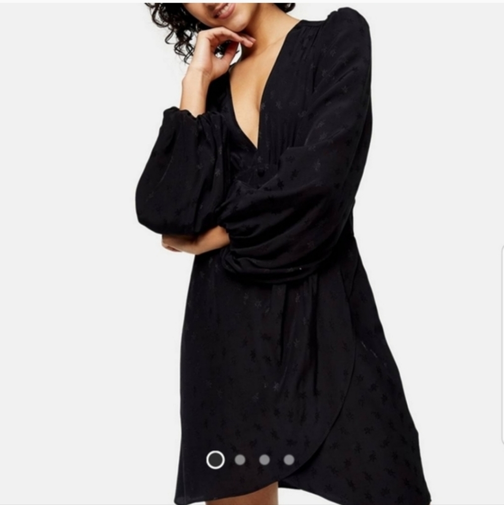 Topshop Black Jacquard Mini Dress